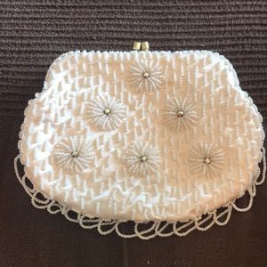 Vintage beaded white purse